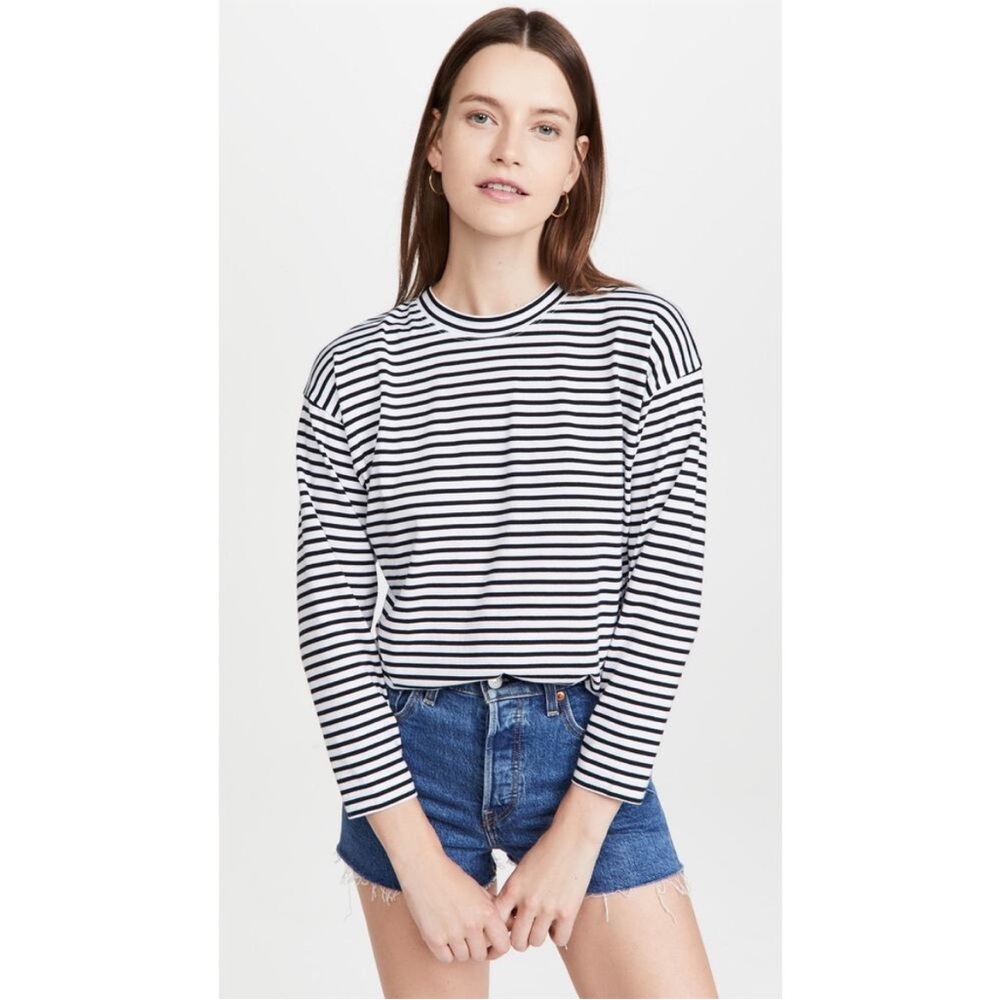 AYR Black and White Striped Long Sleeve Tee